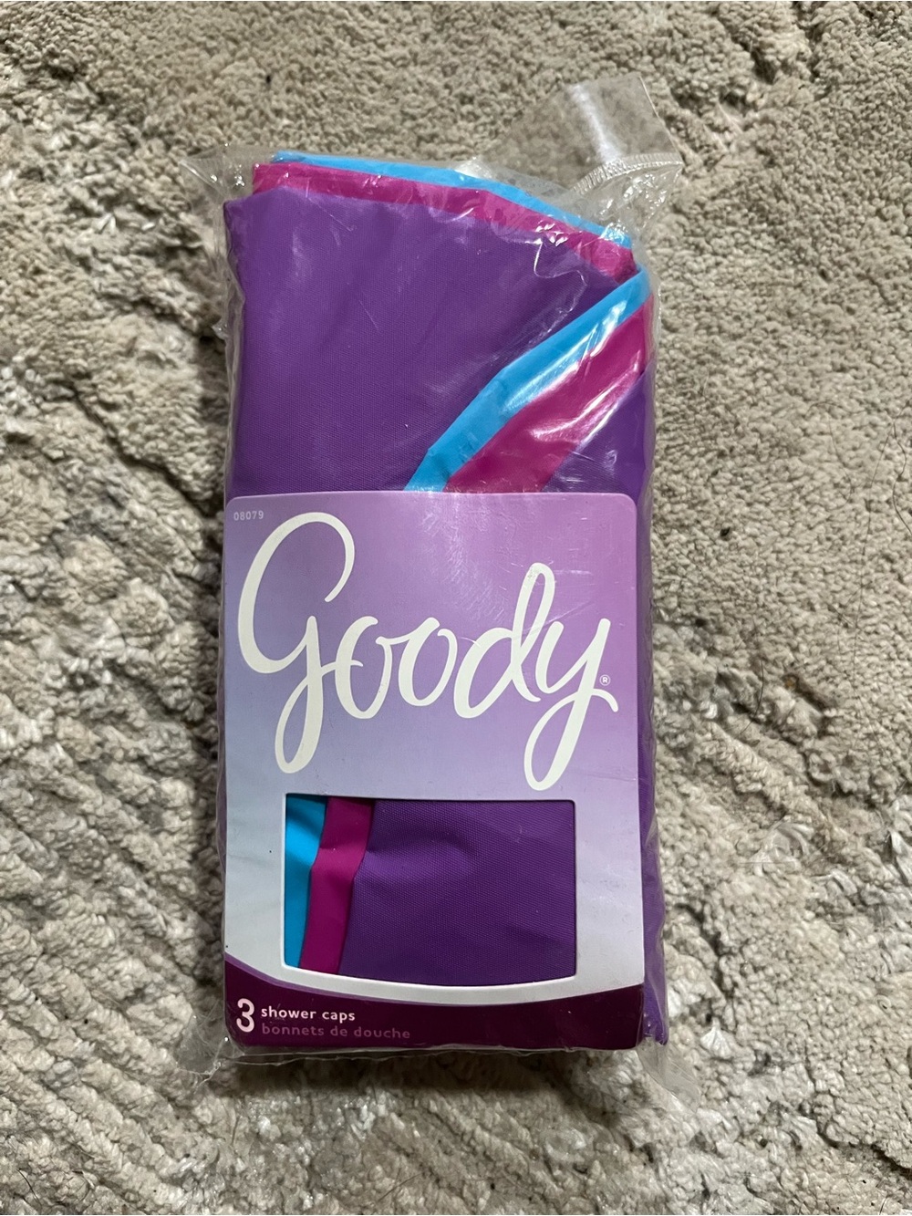 Goody Shower Caps - Purple with Pink & Aqua Trim (3 Pack)